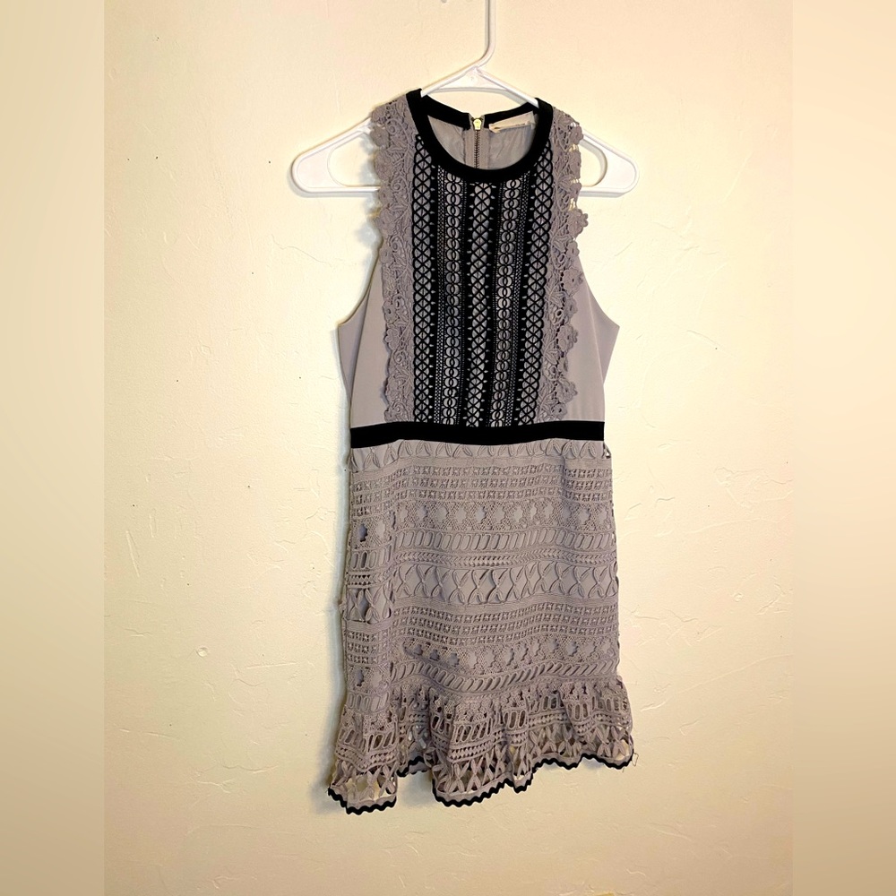 The Impeccable pig crochet haltered mini dress in small